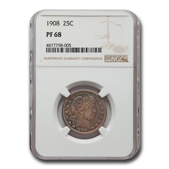 1908 Barber Quarter PF-68 NGC 1908 Barber Quarter PF-68 NGC